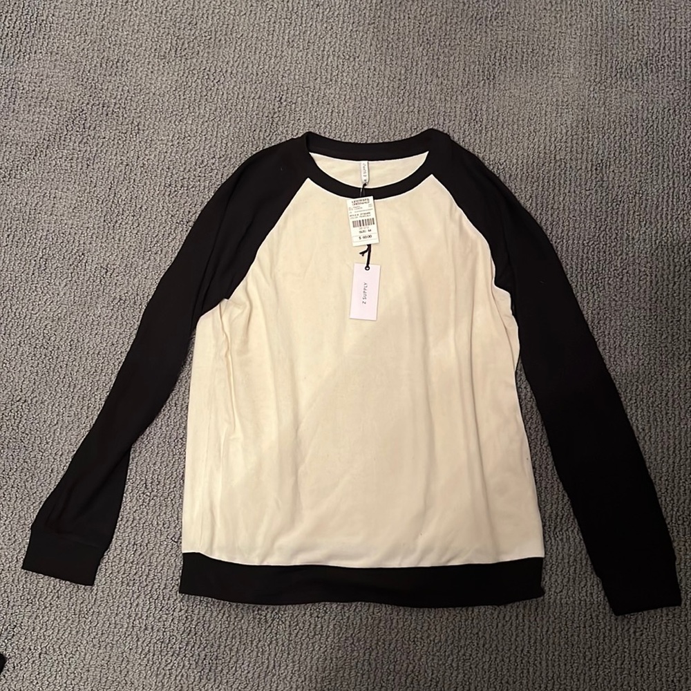 NWT cream and black top